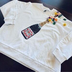 Queen Of Sparkles Popping Champagne Sweatshirt Sequin L New Year’s Party Bridal